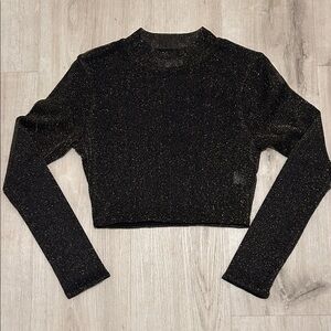 Lovers + Friends Black Glitter Crop Top